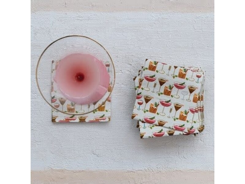 Creative Co-OP Paper Cocktail Napkins with Cocktail Pattern - 50 ct
