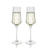 Viski Seneca™ Diamond-Faceted Crystal Champagne Flutes - Set of 2