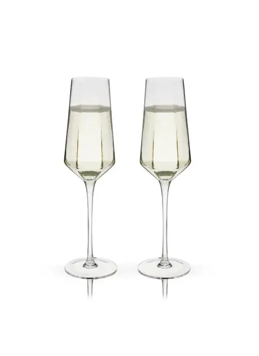 Seneca™ Diamond-Faceted Crystal Champagne Flutes - Set of 2