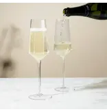 Viski Seneca™ Diamond-Faceted Crystal Champagne Flutes - Set of 2