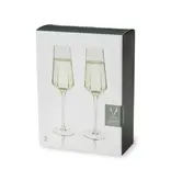 Viski Seneca™ Diamond-Faceted Crystal Champagne Flutes - Set of 2