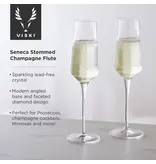 Viski Seneca™ Diamond-Faceted Crystal Champagne Flutes - Set of 2