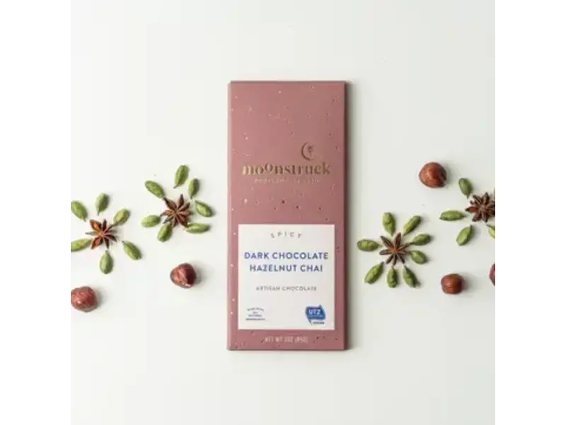 Moonstruck Chocolate Co Spicy Dark Chocolate Hazelnut Chai Bar
