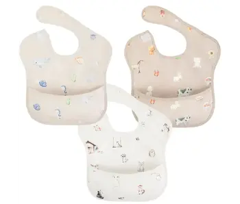 Sleeveless (3-pc) Smock Bib Set For Baby & Toddler (Animals)