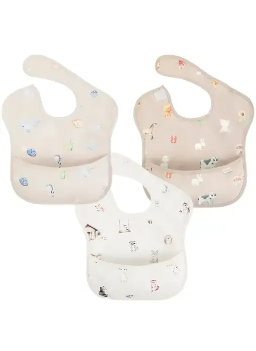 Sleeveless (3-pc) Smock Bib Set For Baby & Toddler (Animals)