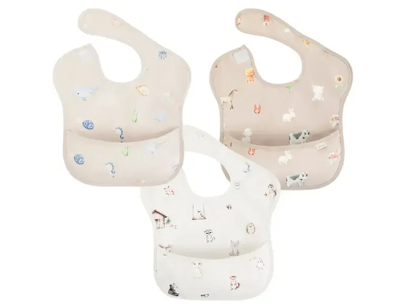 Ali + Oli Sleeveless (3-pc) Smock Bib Set For Baby & Toddler (Animals)