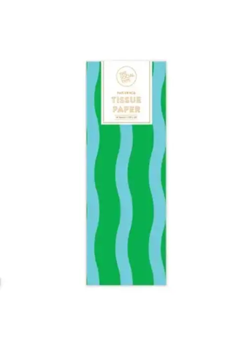 Green/Aqua - Fussy Stripe Tissue Paper