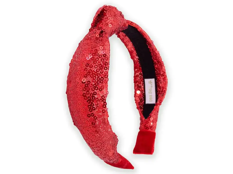 Frog Sac Sequin Knot Headband - (Red)