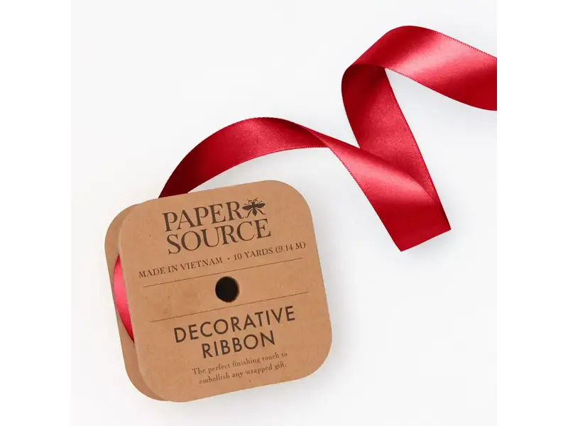 Paper Source Satin Ribbon 1" Width Red