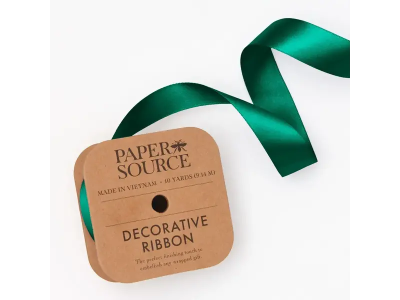 Paper Source Satin Ribbon 1" Width Green