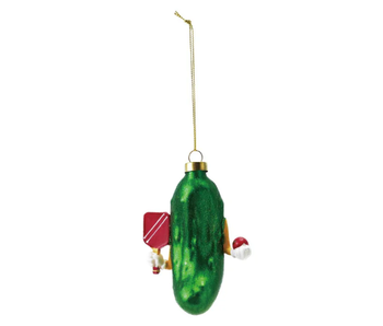 Glass Pickleball Ornament with Glitter, Multi Color, 4.25" H