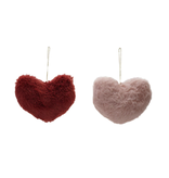 Creative Co-OP Faux Fur Heart Shaped Ornament, 2 Colors, 4-3/4"L x 4-3/4"W