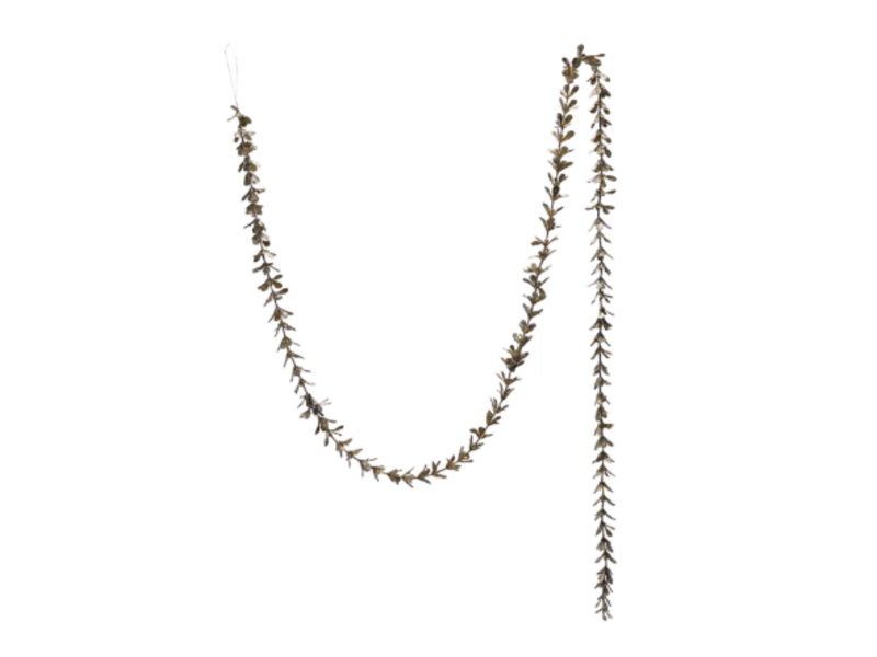 Creative Co-OP Faux Boxwood Garland with Glitter, Champagne Finish, 72"Lx1"H