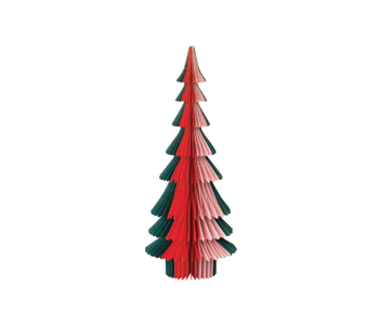 Handmade Folding Honeycomb Tree with Gold Glitter Edge, 18"Hx7"