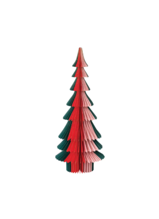 Handmade Folding Honeycomb Tree with Gold Glitter Edge, 18"Hx7"