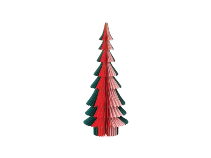 Creative Co-OP Handmade Folding Honeycomb Tree with Gold Glitter Edge, 18"Hx7"