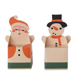 Creative Co-OP Handmade Printed Santa/Snowman Shaped Gift Box, 2 Styles; 3-1/4" Square x 7-1/2"H