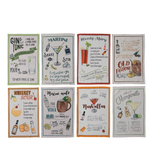 Creative Co-OP Tea Towel w/ Cocktail Recipe & Art, 8 Styles