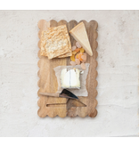 Creative Co-OP Mango Wood Scalloped Cheese/Serving Board w/ Stainless Steel Cheese Knife, Set of 2