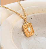 MAIQ Accessories Elaine 18K Non-Tarnish Rectangle Stone Sun Necklace