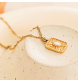 MAIQ Accessories Elaine 18K Non-Tarnish Rectangle Stone Sun Necklace