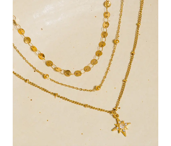 Pascal 18K Non-Tarnish Layered Cz Star Necklace