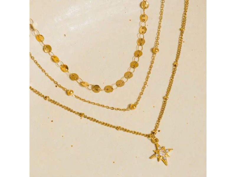 MAIQ Accessories Pascal 18K Non-Tarnish Layered Cz Star Necklace