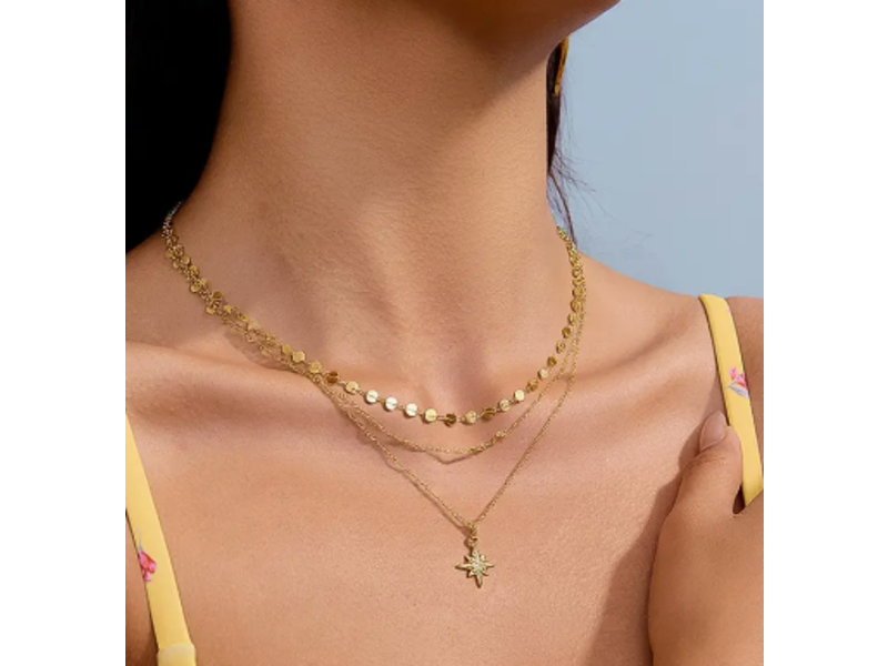 MAIQ Accessories Pascal 18K Non-Tarnish Layered Cz Star Necklace