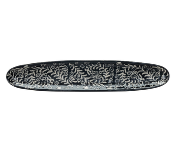 Stoneware Platter w/ B&W Wax Relief Botanicals