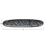 Creative Co-OP Stoneware Platter w/ B&W Wax Relief Botanicals