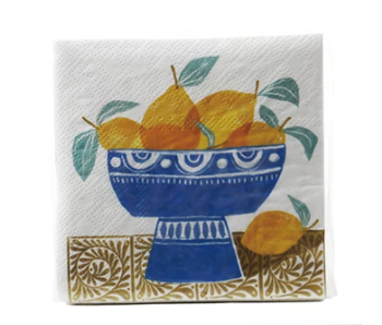 Paper Cocktail Napkins with Fruit in Bowl Pattern