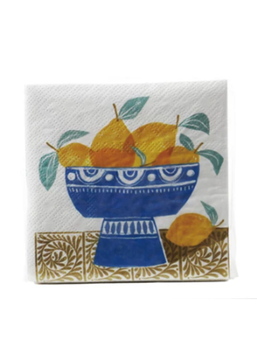 Paper Cocktail Napkins with Fruit in Bowl Pattern