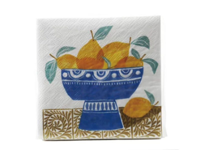 Creative Co-OP Paper Cocktail Napkins with Fruit in Bowl Pattern