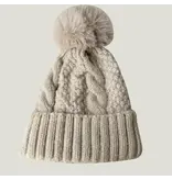 LoveLina Fuzzy Knitted Pom Beanie Hats- Ivory