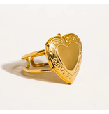 MAIQ Accessories Sefina 18K Non-Tarnish Locket Heart Ring w. Open Back