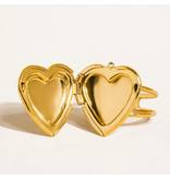 MAIQ Accessories Sefina 18K Non-Tarnish Locket Heart Ring w. Open Back