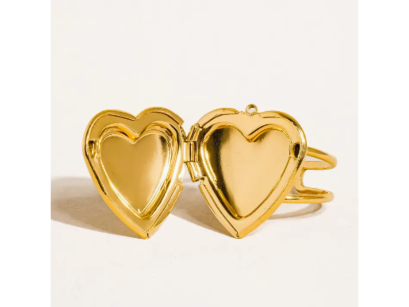 MAIQ Accessories Sefina 18K Non-Tarnish Locket Heart Ring w. Open Back