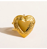MAIQ Accessories Sefina 18K Non-Tarnish Locket Heart Ring w. Open Back