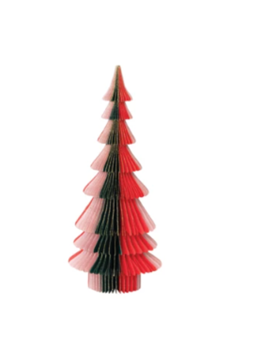 Handmade Folding Honeycomb Tree with Gold Glitter Edge