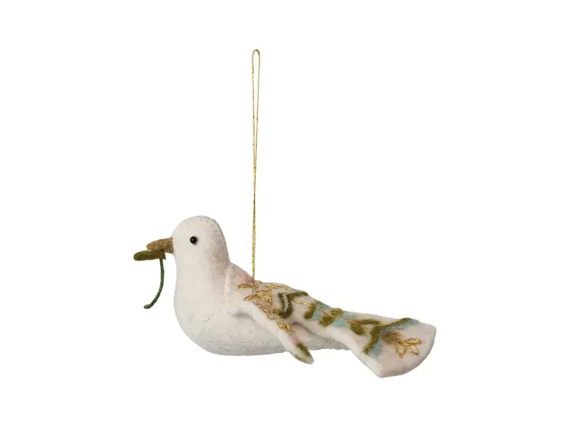 Creative Co-OP Handmade Wool Felt Dove Ornament w/ Embroidery, Multi Color ©