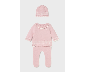 3PC Sweater, Legging & Hat Set - Crystal Pink