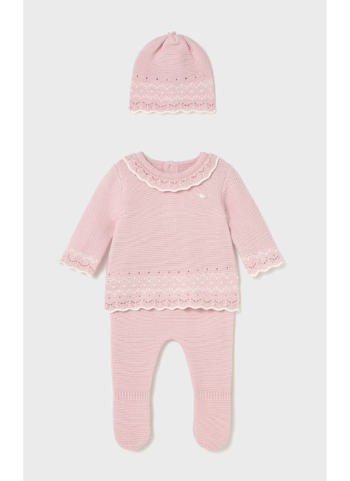 3PC Sweater, Legging & Hat Set - Crystal Pink