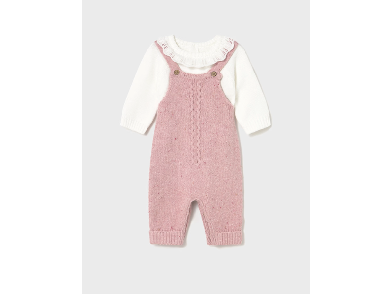 Mayoral Knit Dungarees Set - Orchid
