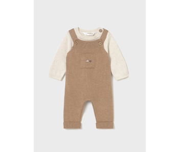 Knit Dungarees Set - Toffee