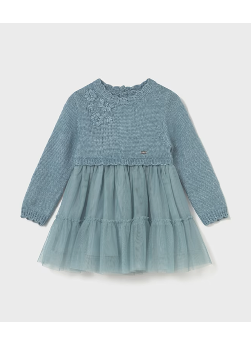 Knit and Tulle Dress - Blue