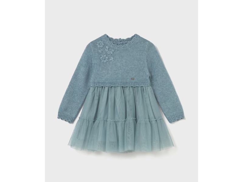 Mayoral Knit and Tulle Dress - Blue
