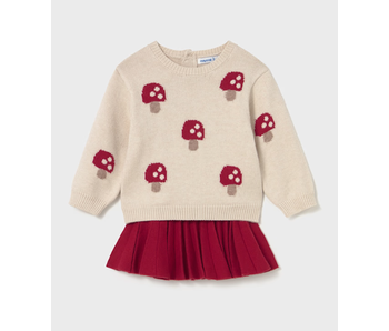 Pleated Skirt and Mushroom Sweater Set