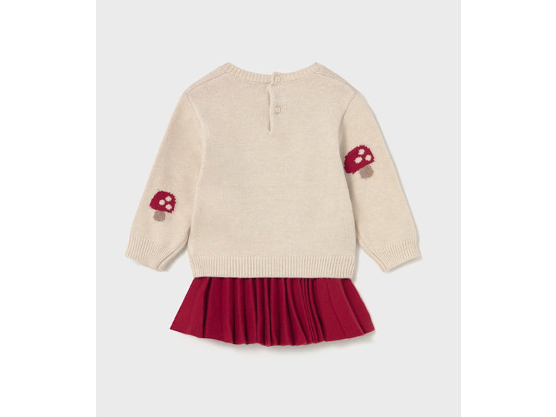 Mayoral Pleated Skirt and Mushroom Sweater Set