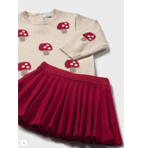 Mayoral Pleated Skirt and Mushroom Sweater Set