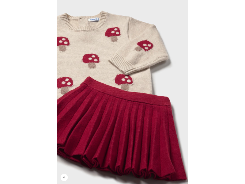 Mayoral Pleated Skirt and Mushroom Sweater Set